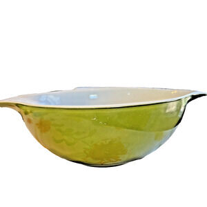 Vintage Pyrex Verde Olive Green #444 Mixing Bowl 4 Quart Cinderella Handles